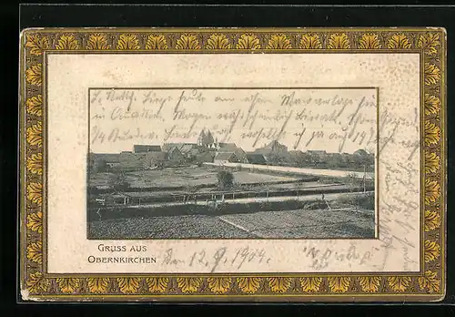 Präge-AK Obernkirchen, Teilansicht, Passepartout