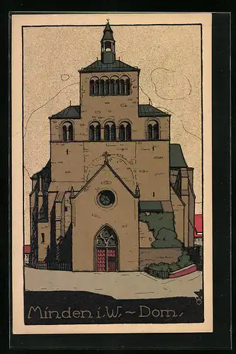Steindruck-AK Minden i. W., Dom