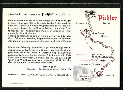 AK Schönna /Meran, Gasthof und Pension Pichler