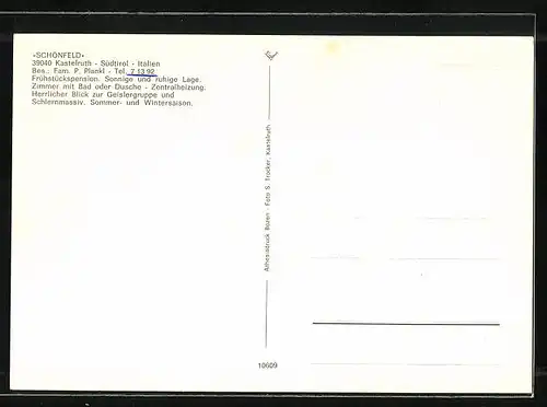 AK Kastelruth, Hotel-Pension Schönfeld