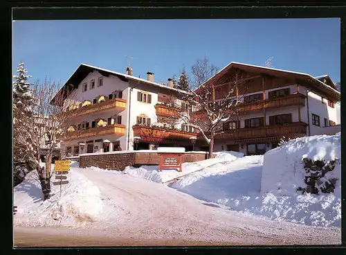 AK Kastelruth, Café-Garni Doris im Winter