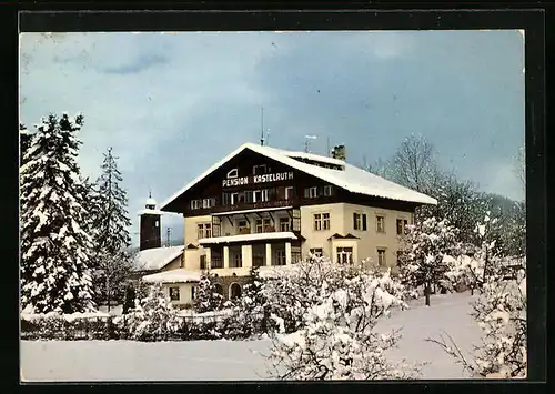 AK Kastelruth, Hotel-Pension Kastelruth im Winter