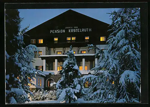 AK Kastelruth, Hotel-Pension Kastelruth im Winter