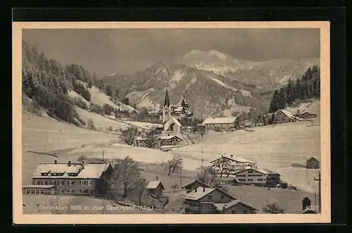 AK Tiefenbach, Ortsansicht mit Kirche im Winter