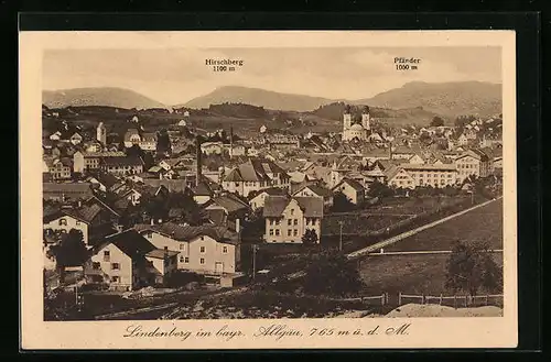 AK Lindenberg im Allgäu, Ortsansicht mit Hirschberg und Pfänder