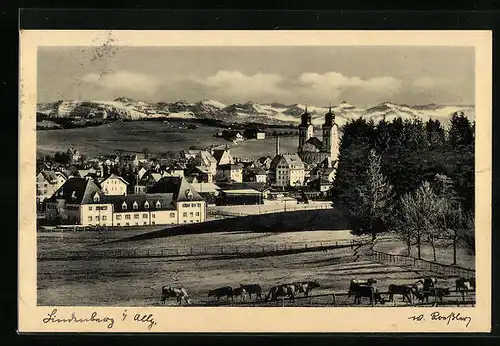 AK Lindenberg im Allgäu, Ortsansicht mit Kirche