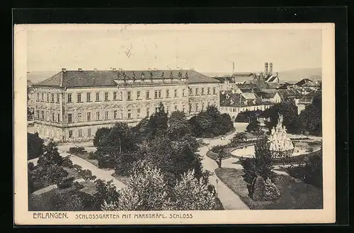 AK Erlangen, Schlossgarten mit Markgräfl. Schloss