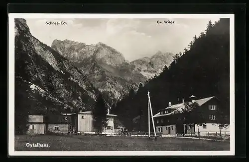 AK Oberstdorf, Berggasthof Oytalhaus mit Schnee-Eck und Gr.Wilde