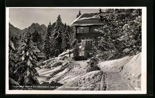 AK Oberstdorf, Bergkristall und Mädelegabelgruppe im Winter