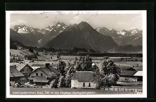 AK Rubi, Dorfpartie mit Allgäuer Hochgebirgskette