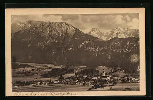 AK Oberaudorf a. Inn, Ortsansicht mit Kaisergebirge