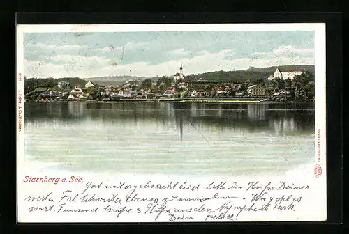 AK Starnberg a. See, Ortsansicht vom Wasser aus gesehen