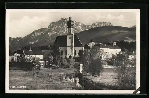 AK Höglwörth, Ortspartie mit Kirche