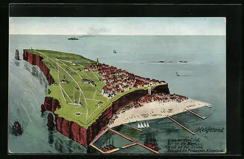 AK Helgoland, Insel aus der Vogelschau
