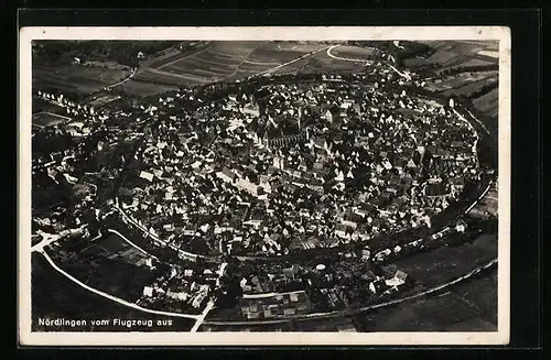 AK Nördlingen, Gesamtansicht vom Flugzeug aus gesehen