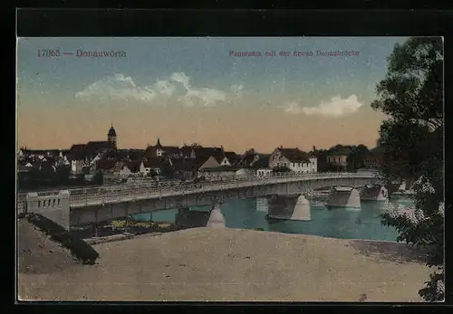 AK Donauwörth, Panorama mit der neuen Donaubrücke