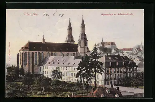 AK Prüm / Eifel, Gymnasium mit Salvator-Kirche