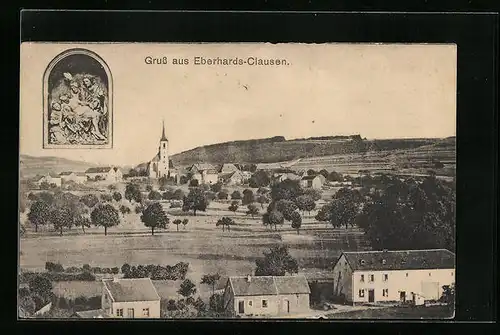 AK Eberhards-Clausen, Ortsansicht mit Wallfahrtskirche