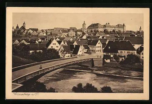 AK Günzburg a. D., Flusspartie mit Brücke