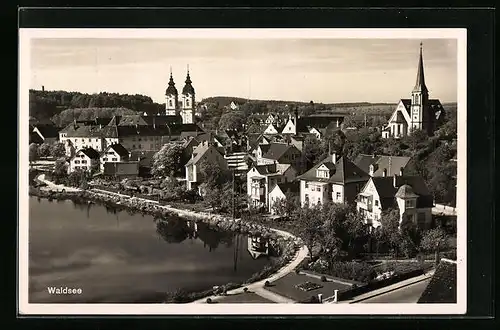 AK Waldsee, Ortsansicht mit Kirche