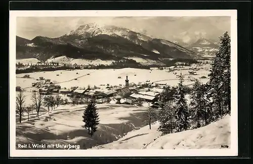 AK Reit i. Winkl, Ortsansicht mit Unterberg