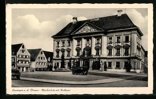 AK Lauingen a. d. Donau, Marktplatz mit Rathaus