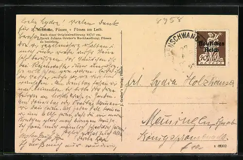 AK Füssen am Lech, Ortspartie aus der Vogelschau