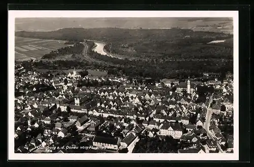 AK Günzburg a. d. Donau, Gesamtansicht vom Flugzeug aus gesehen