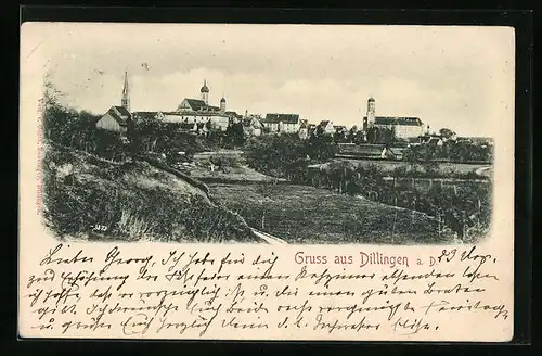 AK Dillingen a. D., Ortsansicht aus der Vogelschau