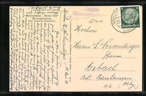 AK Simmern / Hunsrück, Missionshaus Maria Hilf, Ravengiersburg