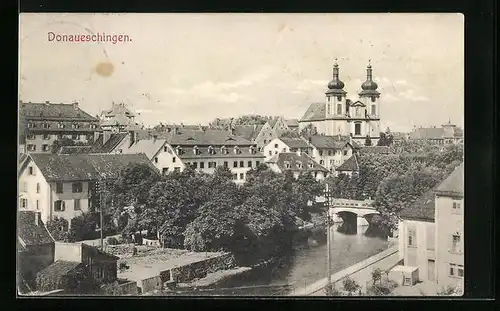 AK Donaueschingen, Ortsansicht aus der Vogelschau