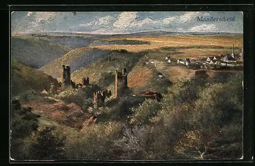 AK Manderscheid, Ortsansicht aus der Vogelschau