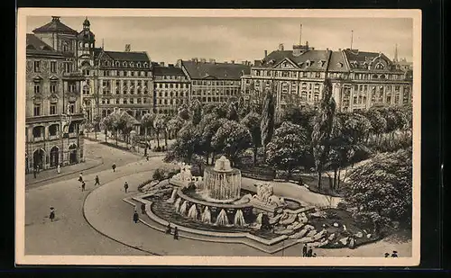 AK München, Wittelsbacherbrunnen und Lenbachplatz