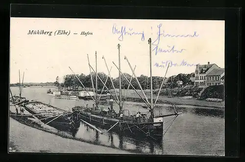 AK Mühlberg / Elbe, Hafen