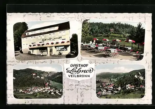 AK Veilbronn, Gasthaus Lahner, Ortsansicht aus der Vogelschau