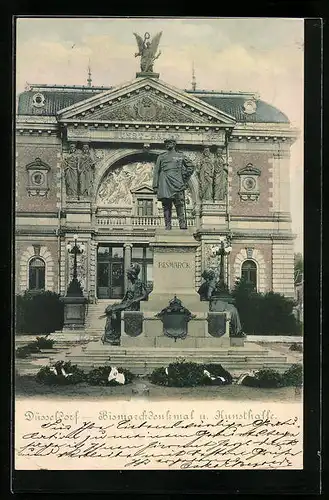 AK Düsseldorf, Bismarckdenkmal und Kunsthalle