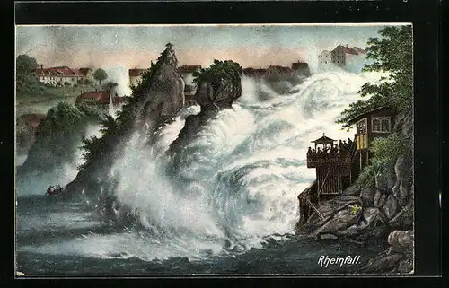 AK Schaffhausen, Blick zum Rheinfall, Wasserfall