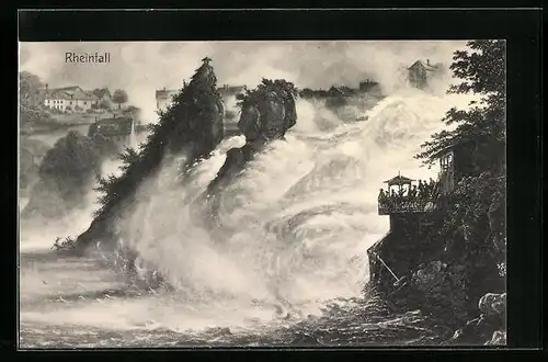 AK Schaffhausen, Blick zum Rheinfall, Wasserfall