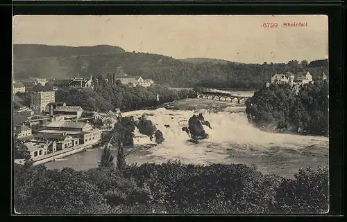 AK Schaffhausen, Rheinfall aus der Vogelschau, Wasserfall