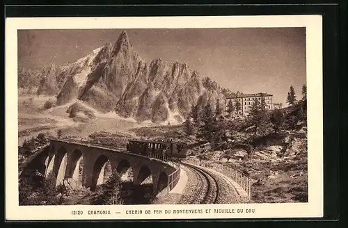 AK Chamonix, Chemin de Fer du Montenvers et Aiguille du Dru, Bergbahn