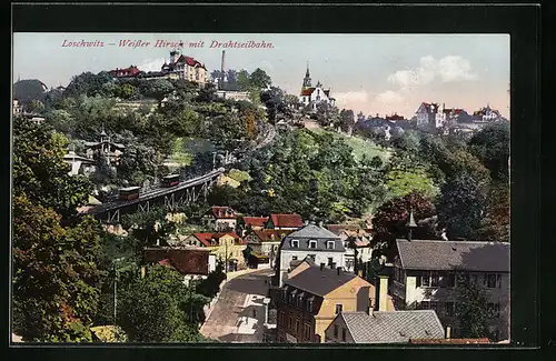 AK Dresden-Loschwitz, Weisser Hirsch mit Drahtseilbahn, Bergbahn