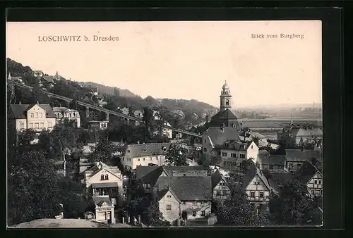 AK Dresden-Loschwitz, Blick vom Burgberg, Bergbahn