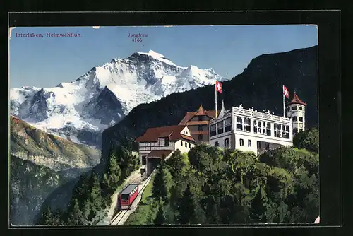 AK Interlaken, Heimwehfluh, Bergbahn, Blick zur Jungfrau