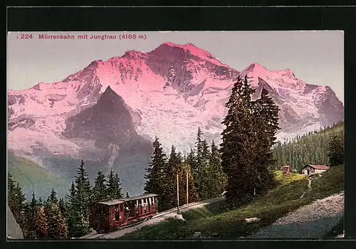 AK Mürren, Mürrenbahn mit Jungfrau, Bergbahn