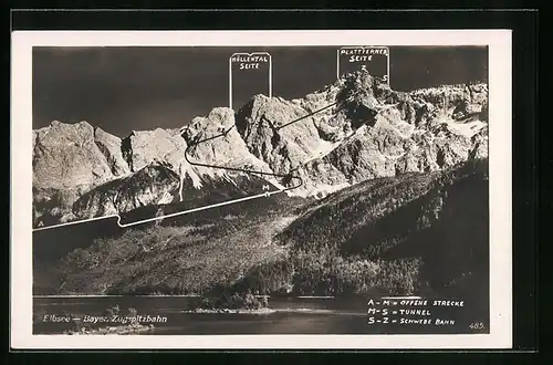 AK Eibsee, Bayerische Zugspitzbahn, Weg zum Gipfel, Bergbahn