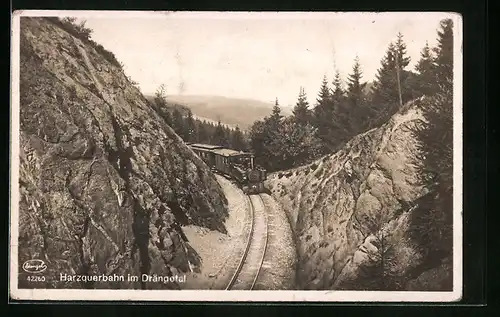 AK Brocken / Harz, Harzquerbahn im Drängetal, Bergbahn