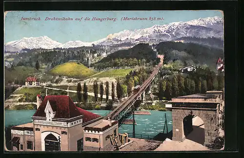 AK Innsbruck, Drahtseilbahn auf die Hungerburg (Mariabrunn), Bergbahn