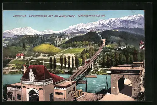 AK Innsbruck, Drahtseilbahn auf die Hungerburg, Bergbahn