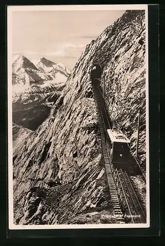 AK Pilatusbahn erreicht den Eselwandtunnel, Bergbahn
