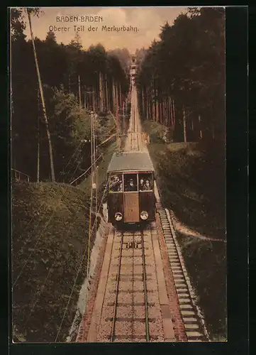 AK Baden-Baden, Oberer Teil der Merkurbahn, Bergbahn